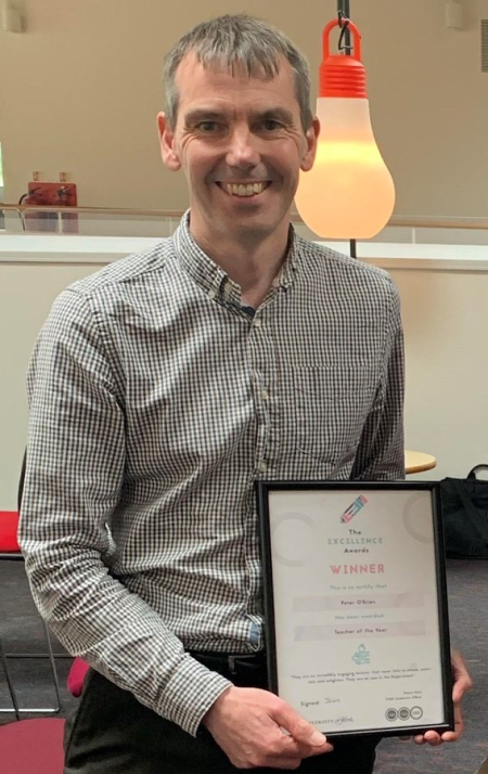 Peter with the Teaching Award